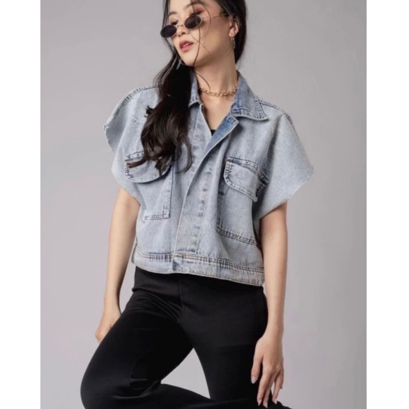 Jual JACKET ROMPI | JACKET JEANS LENGAN PENDEK | Shopee Indonesia
