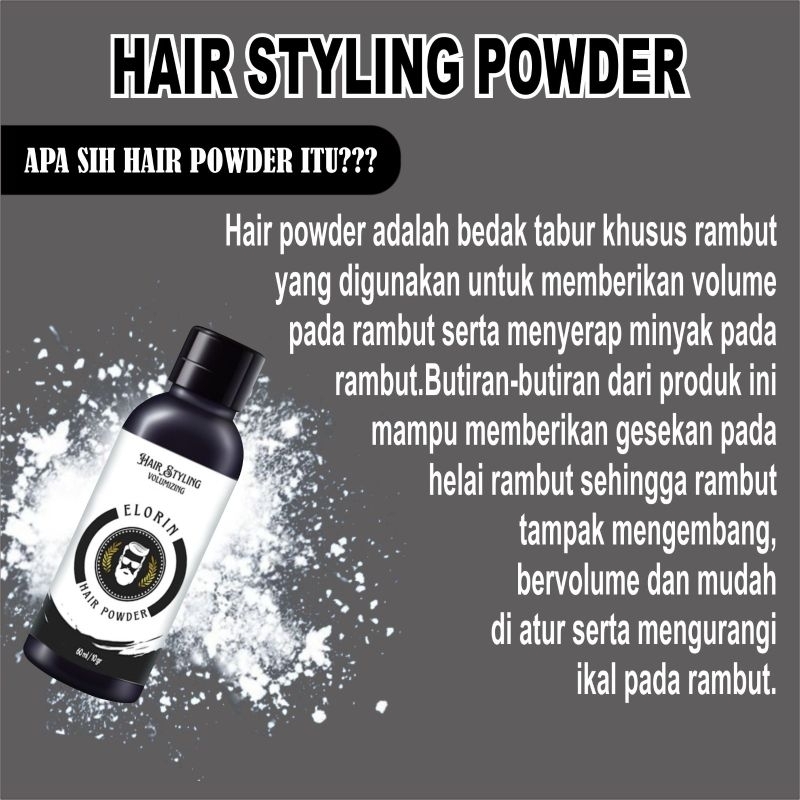 Jual Hair Powder Rambut Pria By Elorin 60ml Beraroma | Shopee Indonesia