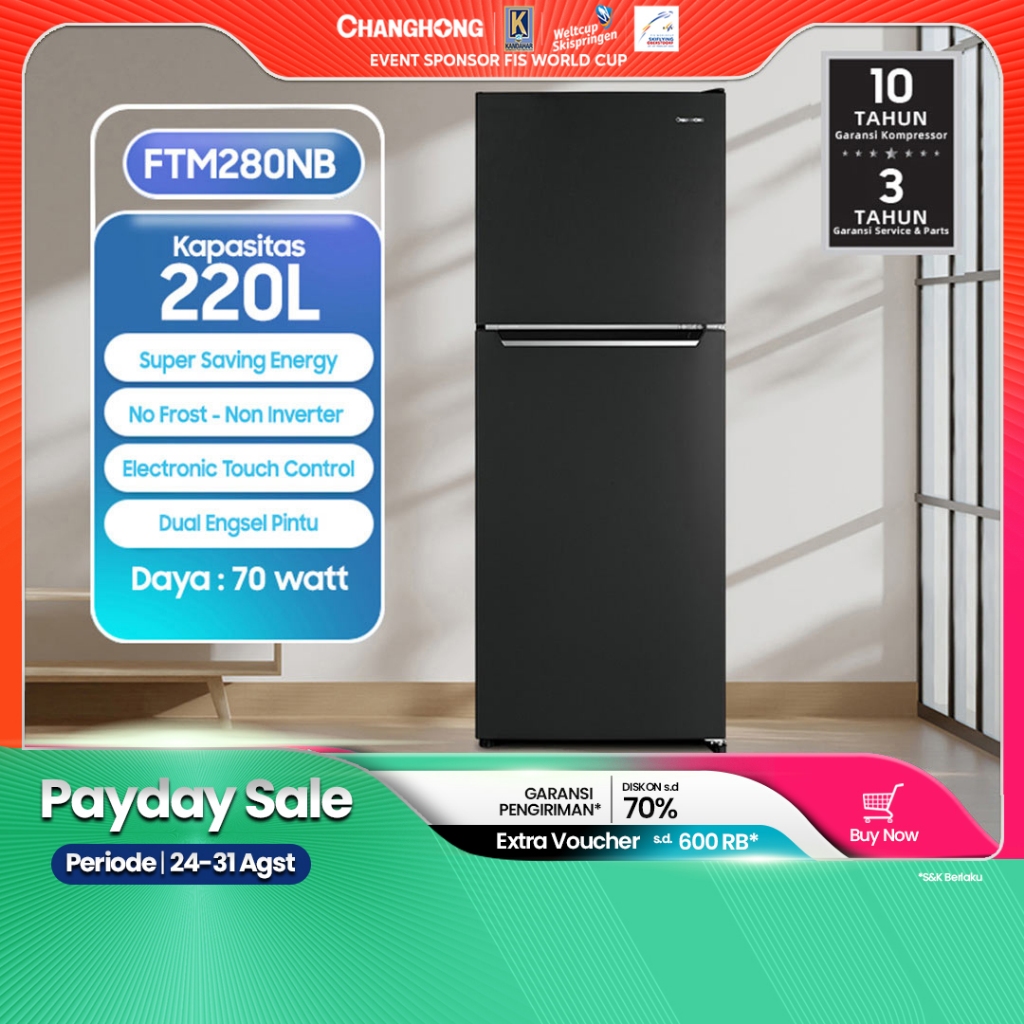 Jual Changhong Kulkas 2 Pintu Refrigerator No Frost Tanpa Bunga Es ...
