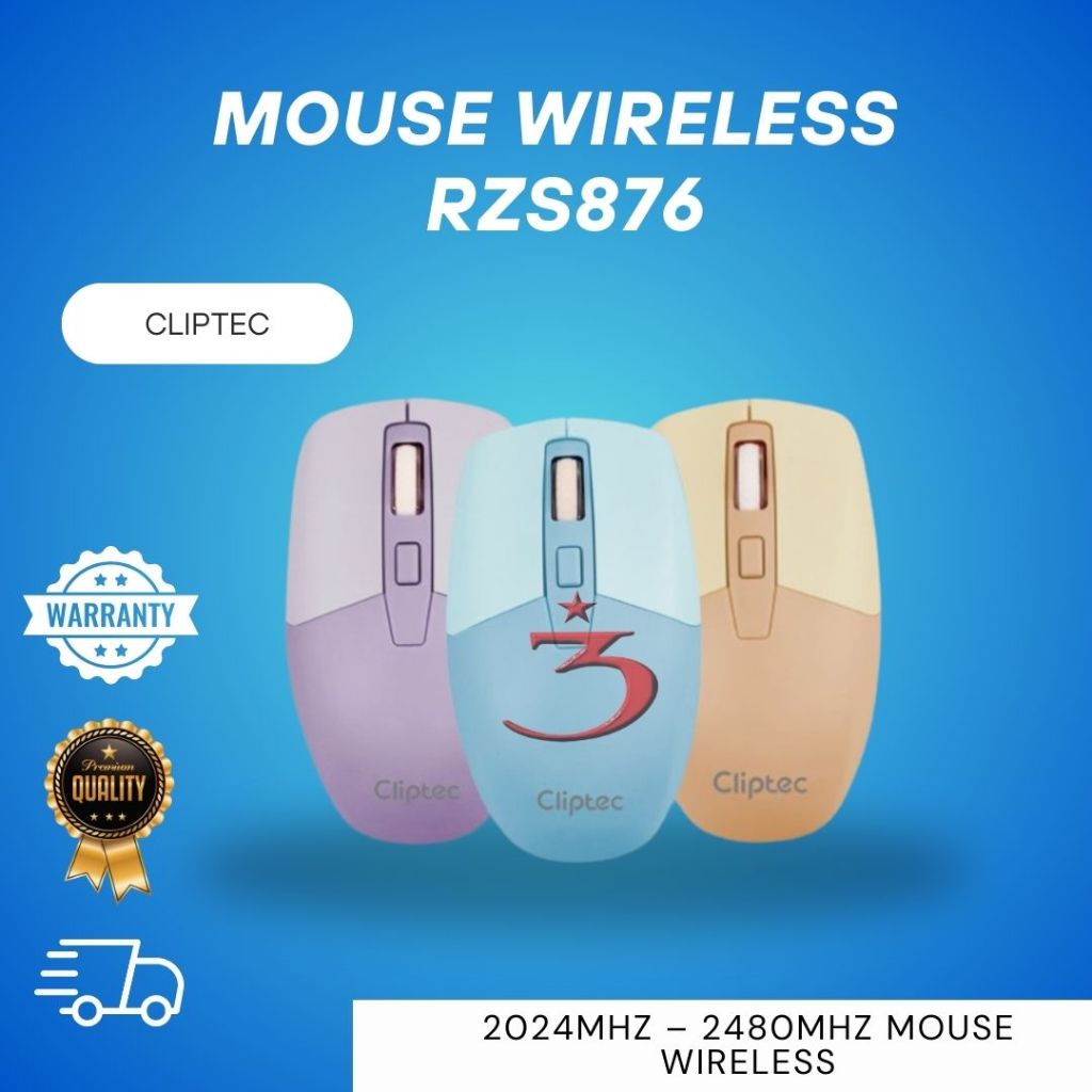 Jual Mouse Wireless Silent Click 1600Dpi Cliptec RZS876 - Biru Muda ...
