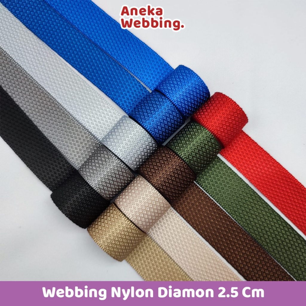 Jual Webbing Nylon Diamond Ukuran 2.5 Cm Tebal 0.6 mm ( Meteran ...
