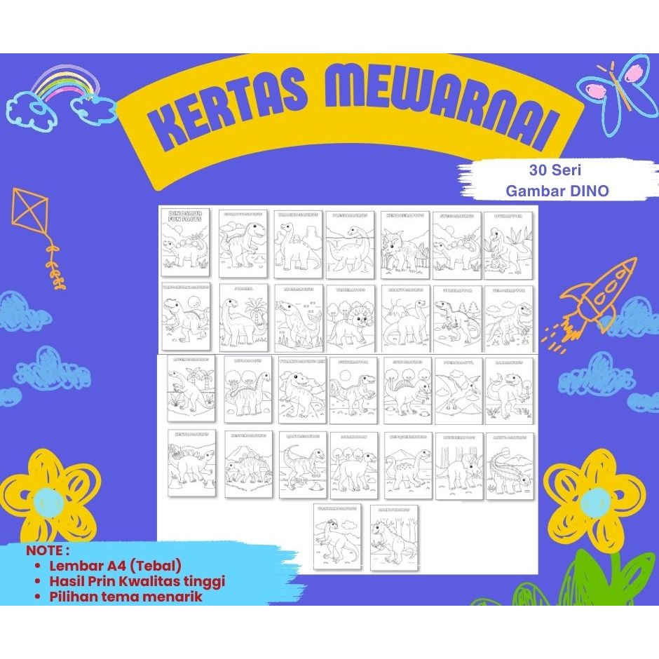Jual KERTAS MEWARNAI ANAK / KERTAS GAMBAR MEWARNAI UNTUK ANAK PAUD TK