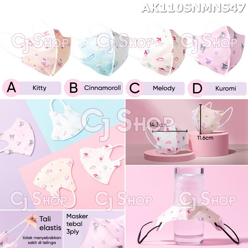 Jual Miniso x Sanrio Masker Face Mask Duck bill 3ply Hello Kitty ...