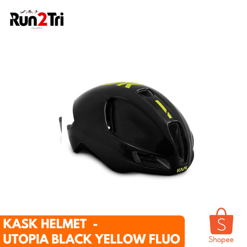 Jual HELM SEPEDA KASK UTOPIA BLACK YELLOW FLUO Shopee Indonesia