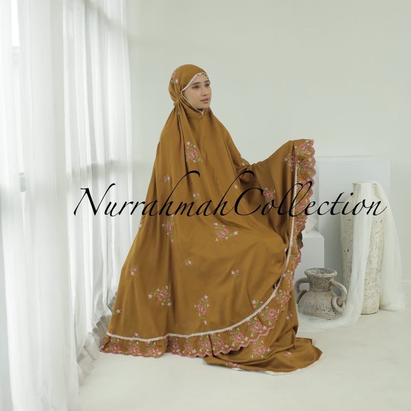 Mukena Dewasa Katun Rayon Bordir Bunga Butterfly