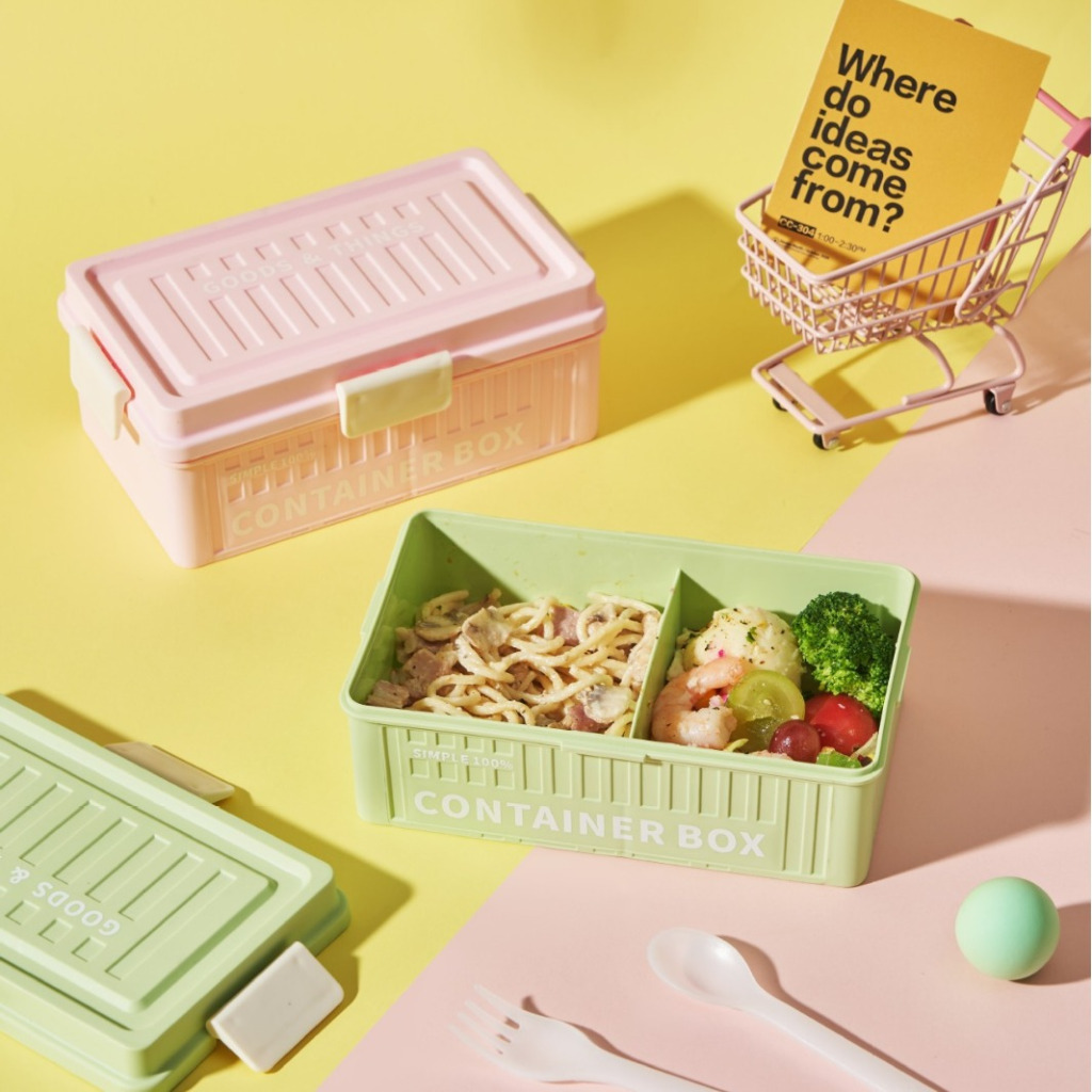 Jual LUNCH BOX KOTAK MAKAN 2 SEKAT CONTAINER BOX KAPASITAS 1000ML FREE ...