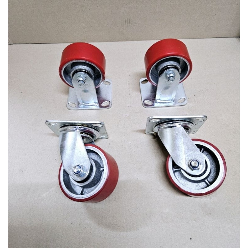 Jual Roda pu merah heavy duty 4 inch 2muter 2mati xander germany ...