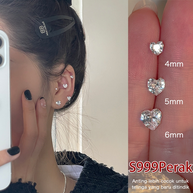 Jual Ear Partner Anting Kancing Perak Murni 999 Zirkonia Mengkilap ...
