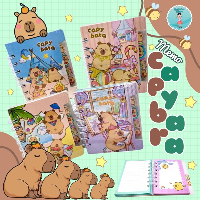 Set Cancelleria Capybara: 6 Penne Multicolore 4 In 1, Adesivi E Post-it, Regalo Creativo Per Bambini E Ragazzi, Tema Animali