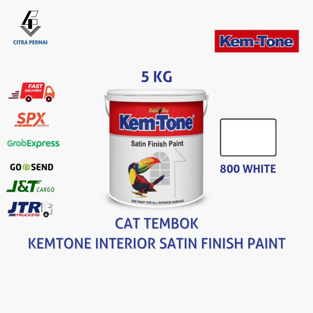 Jual CAT TEMBOK KEMTONE INTERIOR SATIN FINISH PAINT (WHITE 800) - 5KG ...