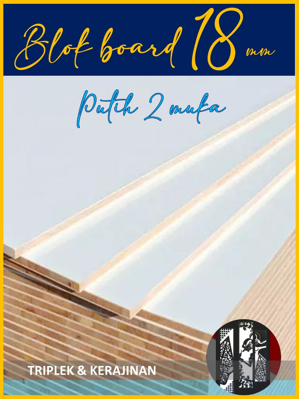 Jual Triplek 18mm 90x190 cm Multiplek MDF Melamin Blokmin Blokboard 18 ...