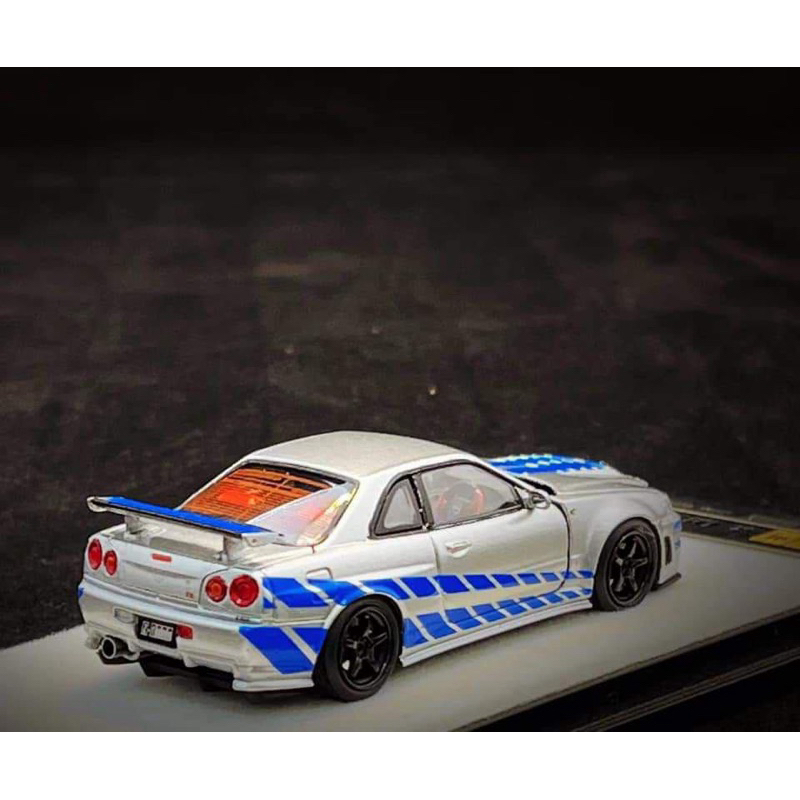 Jual PGM 64 Nissan Skyline GTR R34 Z-Tune Silver Blue Stripe Fully ...