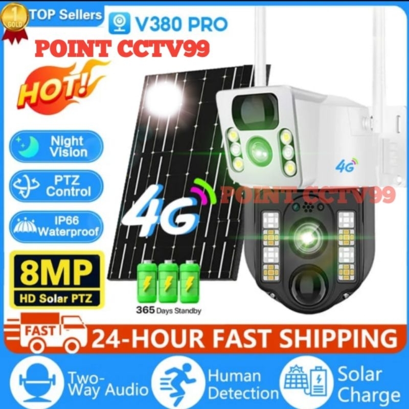 Jual New CCTV Outdoor 2 Lensa kamera Panel tenaga Surya 4G SIM card 8MP ...
