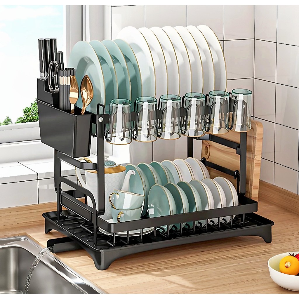 Jual Rak Piring Dapur Stainless Steel Penyimpanan Rak Pengering Piring ...