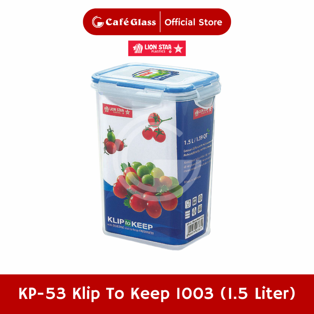 Toples Plastik 1.5L Lion Star KP-53 Kedap Udara - Wadah Kotak Tinggi Susu Mpasi Klip To Keep Anti Tumpah