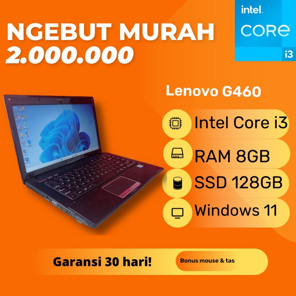 Jual Laptop Lenovo G460 Intel Core i3 RAM 8GB SSD 128GB Windows 11 ...