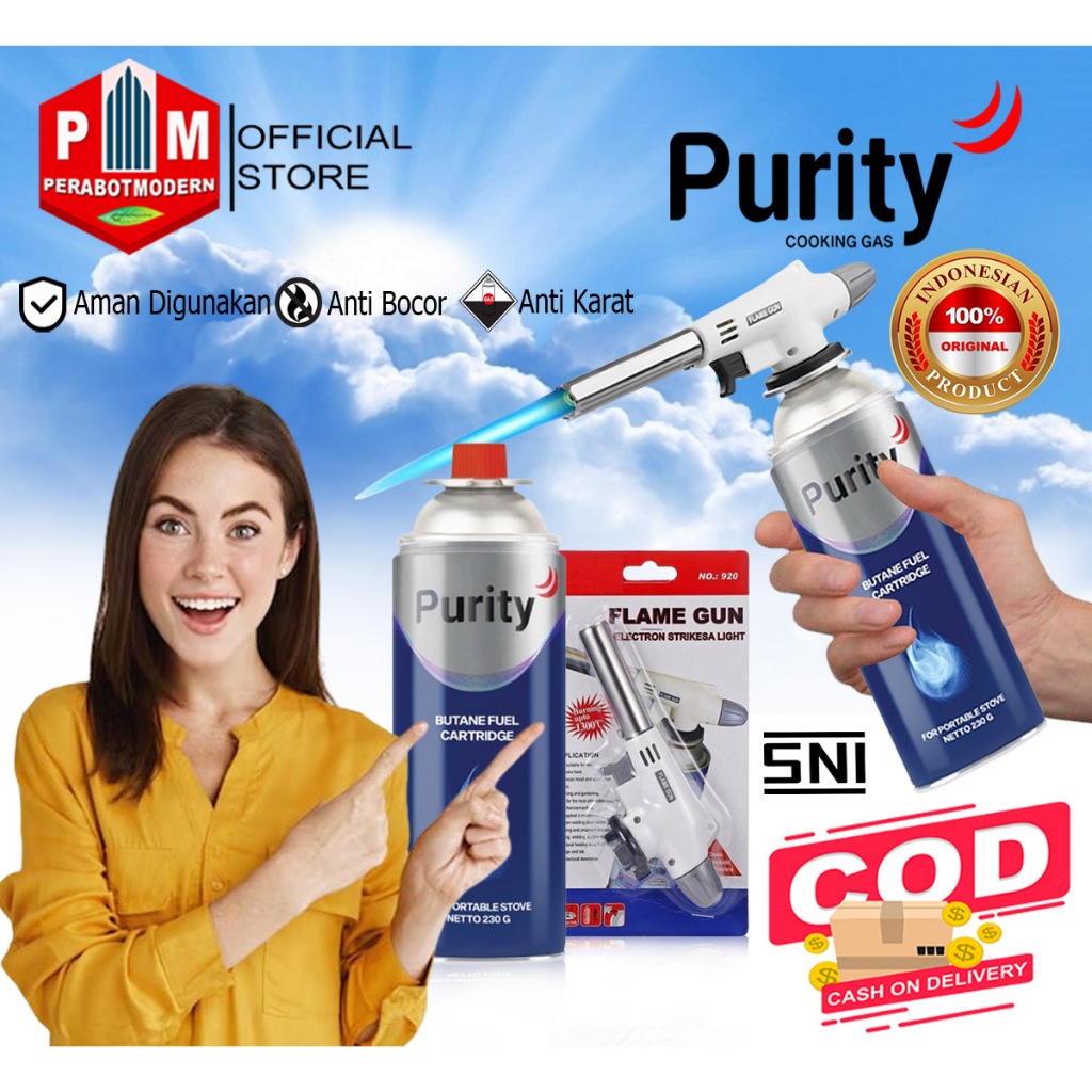 Jual PROMO GAS TORCH FLAME GUN + GAS PURITY PAKET HEMAT | Shopee Indonesia