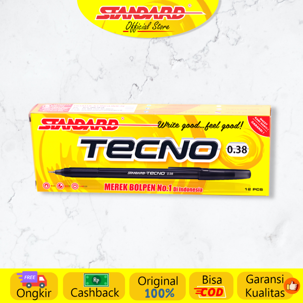 Standard - Pulpen Tecno 0.38 ( Alat Tulis / Pen / Ballpoint / Pena )