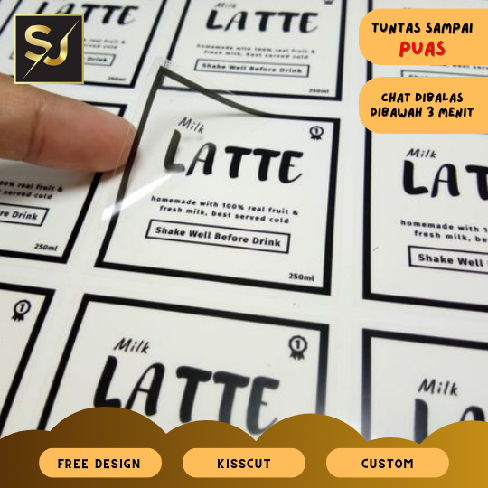 Jual Cetak Stiker Logo Custom Sticker Label Transparan Vinyl Bentuk ...
