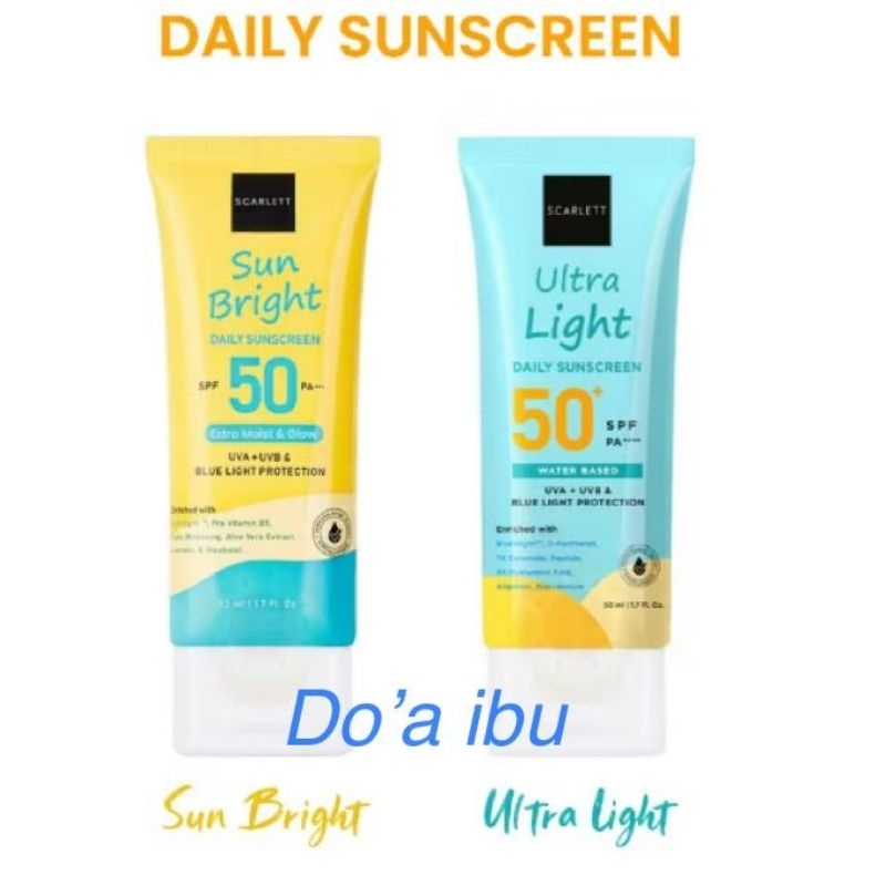 Jual Scarlett whitening Ultra light / Sun Brigth Daily sunscreen SPF 50 ...