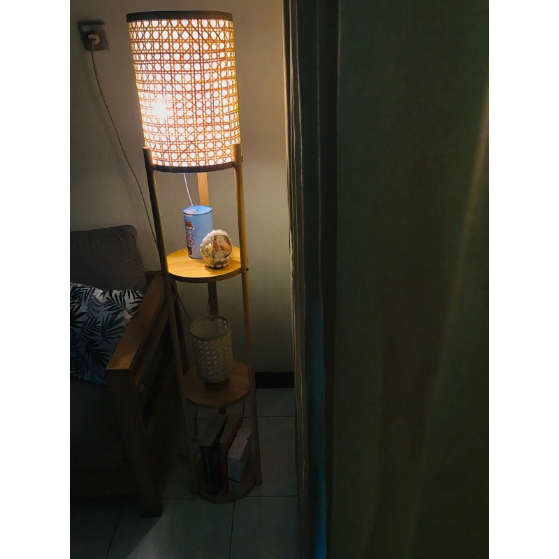 Jual ULJIMA - shelf floor lamp | lampu kayu | lampu rotan | lampu bambu ...
