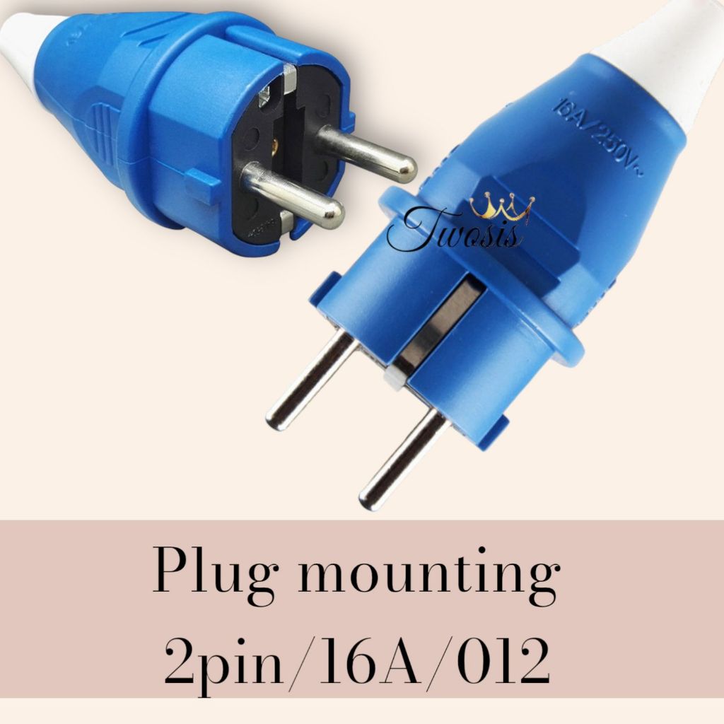 Jual Plug Mounting Male Steker 2PIN 16A Type 012 Waterproof Steker Plug ...