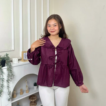 Tasa.Id Atasan Wanita Coquette Tangan Panjang Blouse Korea Ribbon Top Y2k Baju Tali