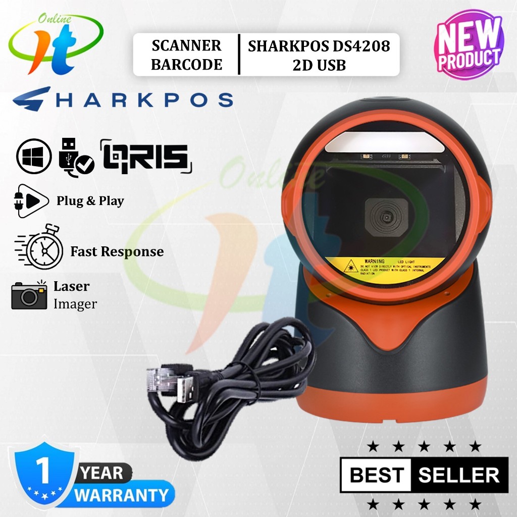 Jual Sharkpos DS4208 Scanner Barcode 2D USB DS-4208 DS 4208 Scanner ...