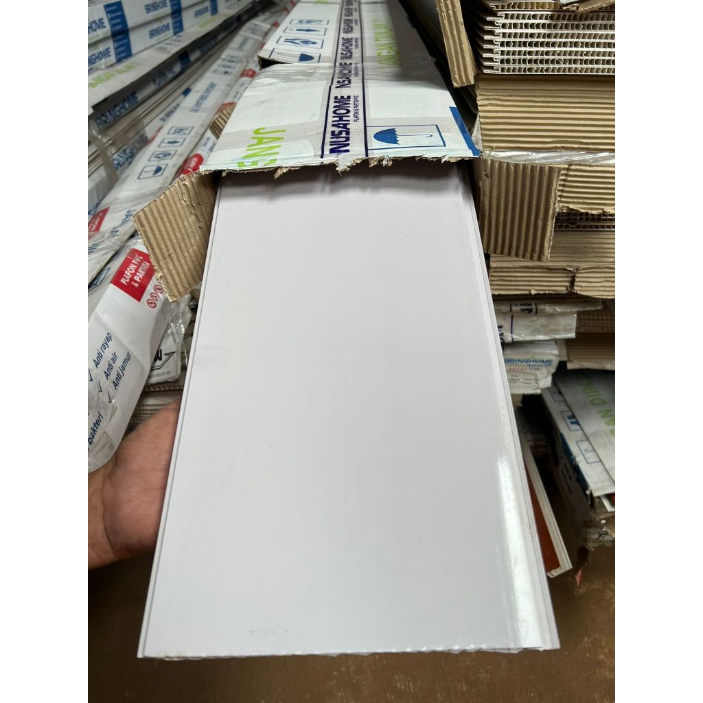 Jual Plafon PVC Putih Glossy Polos Regular Series Panjang 4 meter ...