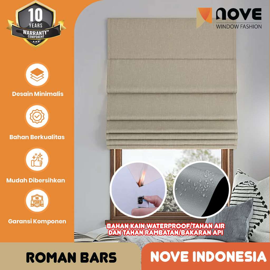 Jual Nove - Roman Bars Blinds Water Proof & Fire Reterdant Blackout ...