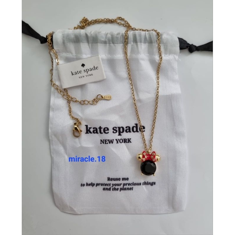 Kalung Kate Spade Disney S 925 batu zirconia hitam tahan karat