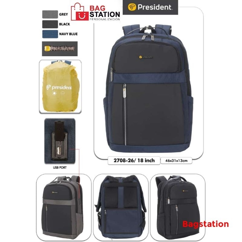 Jual TAS RANSEL LAPTOP BACKPACK PRESIDENT USB 18 INCH ORIGINAL TAS ...