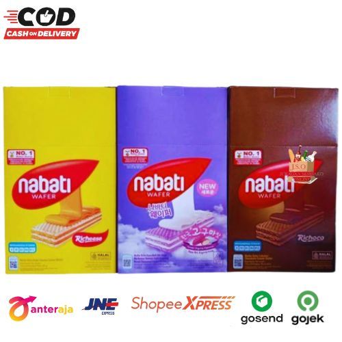 Jual ( JSO ) Richeese Nabati Wafer Keju / Cokelat Box isi 20 pcs x 6gr ...