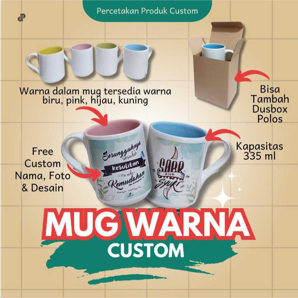 Jual MUG CUSTOM WARNA SATUAN DAN GROSIR | Shopee Indonesia