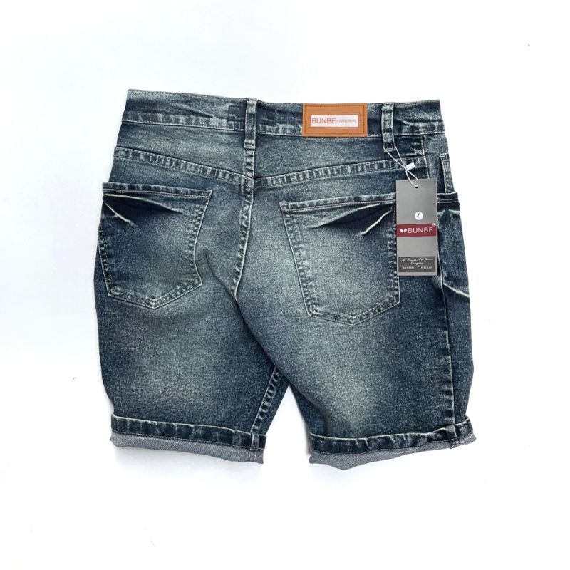 Jual Bunbe - Celana Jeans Pendek Pria Stretch Petir Effect | Shopee ...