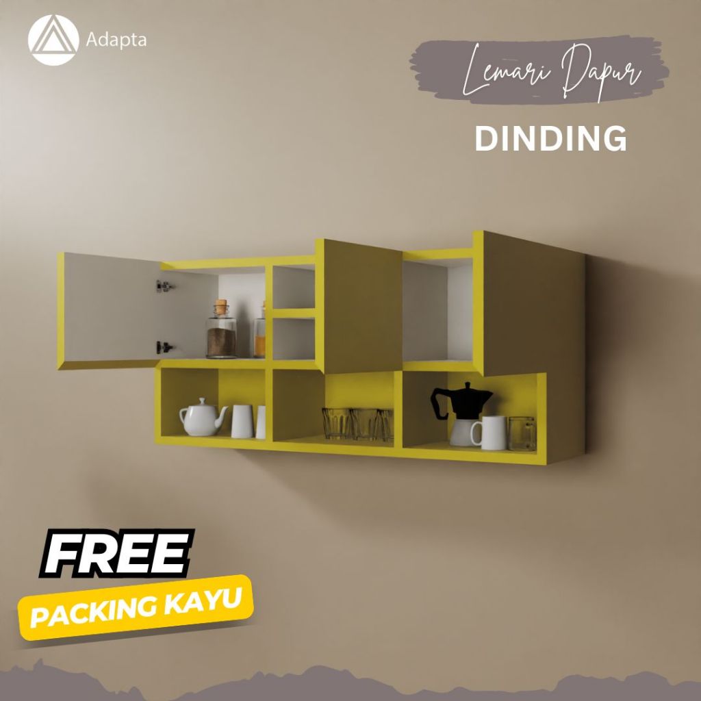 Adapta - Lemari Dinding Tertutup – Kitchen Set Atas Gantung Minimalis Warna Kuning - MARS - C65