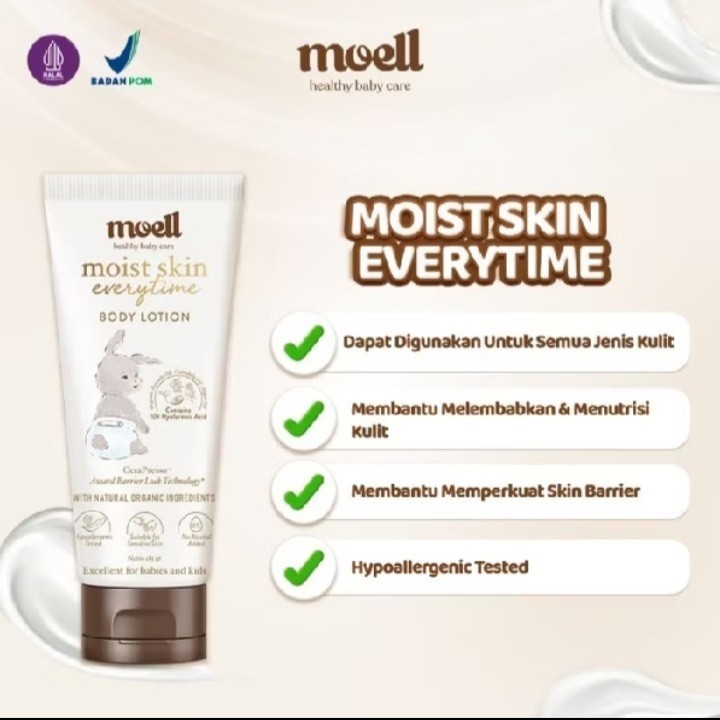 Jual Moell Body Lotion Moist Skin Everytime 185ml-Moell Pelembab Kulit ...