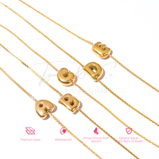 Tymbi&Co - Thin Bubble Bracelet | Gelang Inisial Anti Karat | Gelang  Huruf Titanium