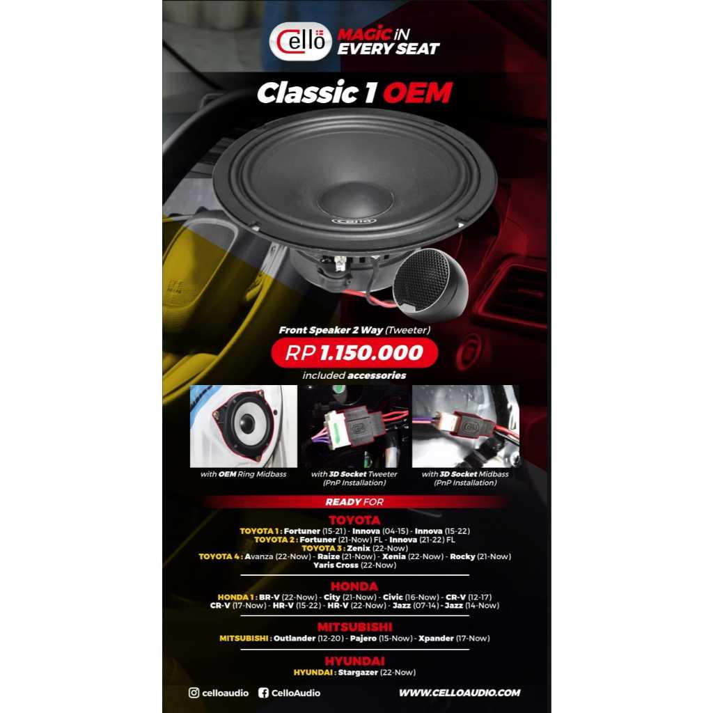 Jual SPEAKER MOBIL SPLIT OEM CELLO CLASSIC 1 | Shopee Indonesia