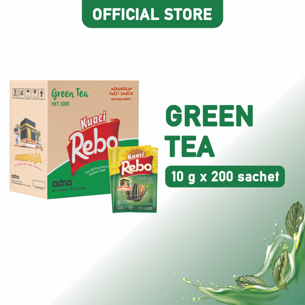 Jual Rebo Kuaci Rasa Green Tea 10 Gram - 1 Dus (Isi 200 Sachet ...
