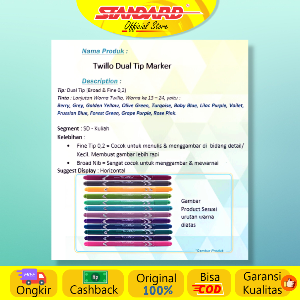 Standard  - Twillo Dualtip Marker ( Spidol Dualtip ) (7)