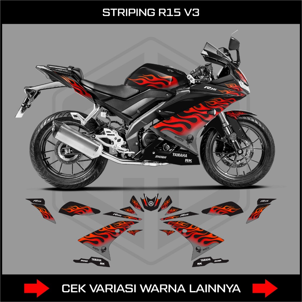 Jual STICKER STRIPING MOTOR R15 V3 MOTIP API / STIKER DECAL YAMAHA YZF ...