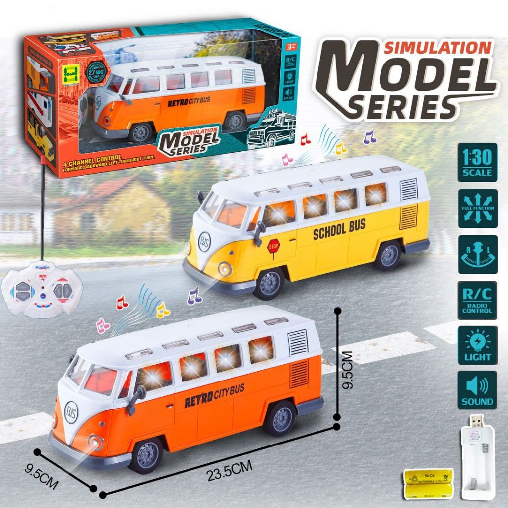 Jual REMOTE CONTROL RC BUS RETRO MINIBUS BIS SEKOLAH PARIWISATA DIECAST ...