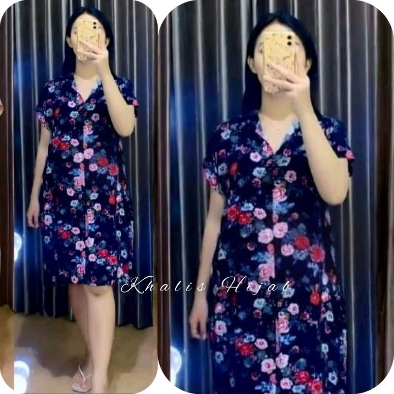 Jual Daster Midi Dress Anjani Kerah Rayon Motif Premium Terbaru 2024 Ld ...