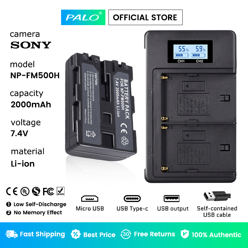 DSTE 2 Batterie NP-FM500H + Caricabatteria Per Sony A57 A58 A65 A77 A100 A200 A300 A350 A450 A500 A550 A560 A580 A700