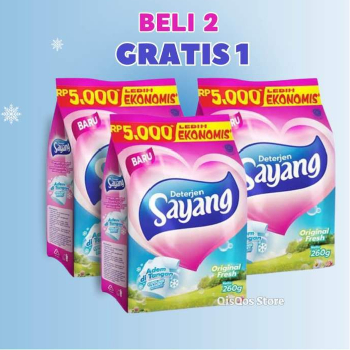 Jual [Paket 3 Pcs] Sayang Detergen Bubuk 220gr Lavender/Rose/Ori 220 gr ...