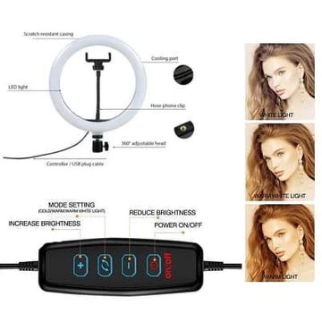 Aceh Lampu Tripod Ring Light LED 26Cm 10Inch Ringlight Selfie 3 Mode 26 Cm Live Streaming Vlog