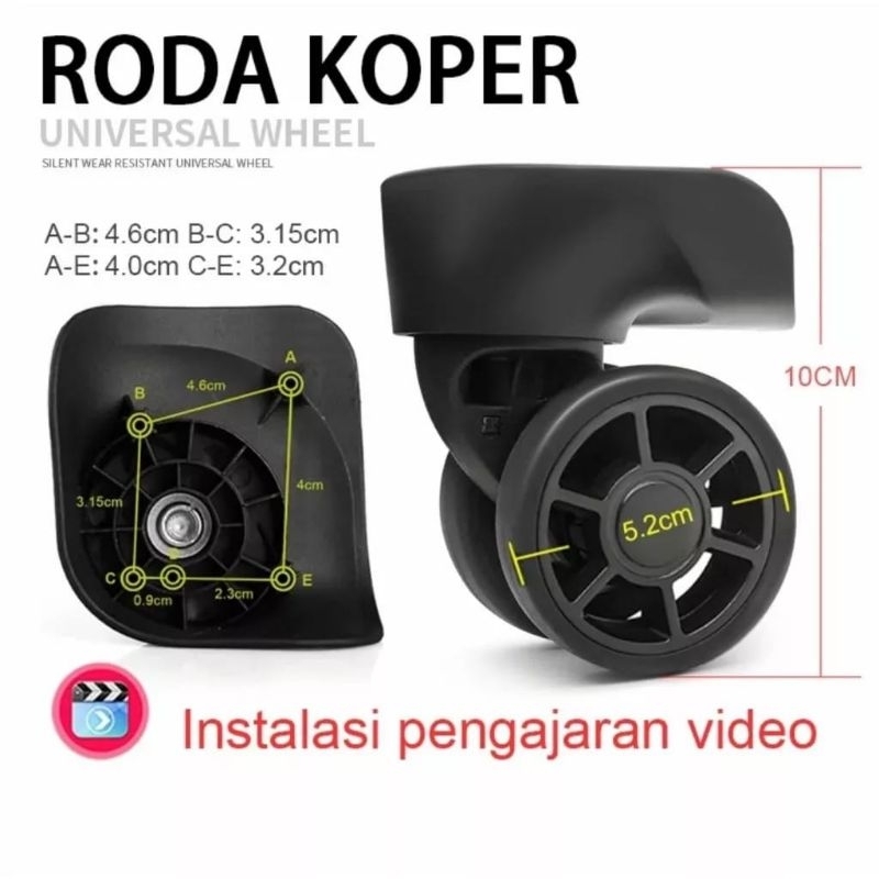 Jual RODA KOPERR DOUBLE WHEELL KANAN KIRI(1 SET 4 PCS MOTIF SILVER ...