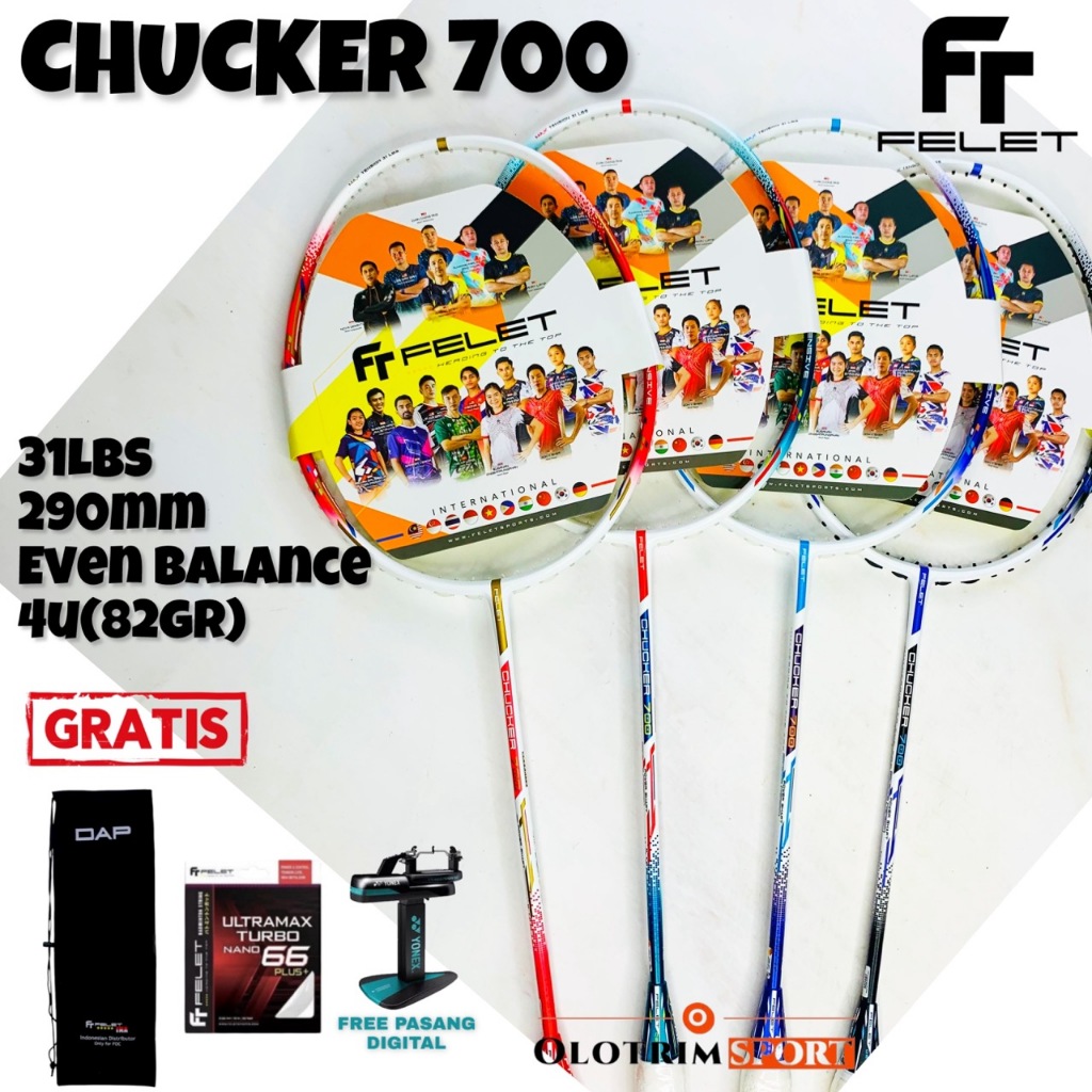 Jual Raket Badminton FELET CHUCKER 700 31LBS Original | Shopee Indonesia