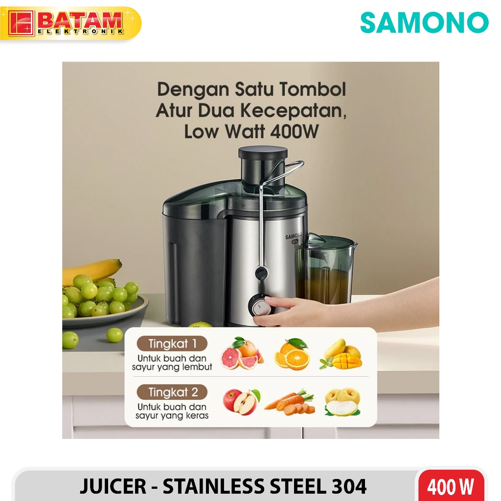 Jual SAMONO Juicer 2 Tingkat Kecepatan Low Watt 400Watt SW-JE400 Food ...